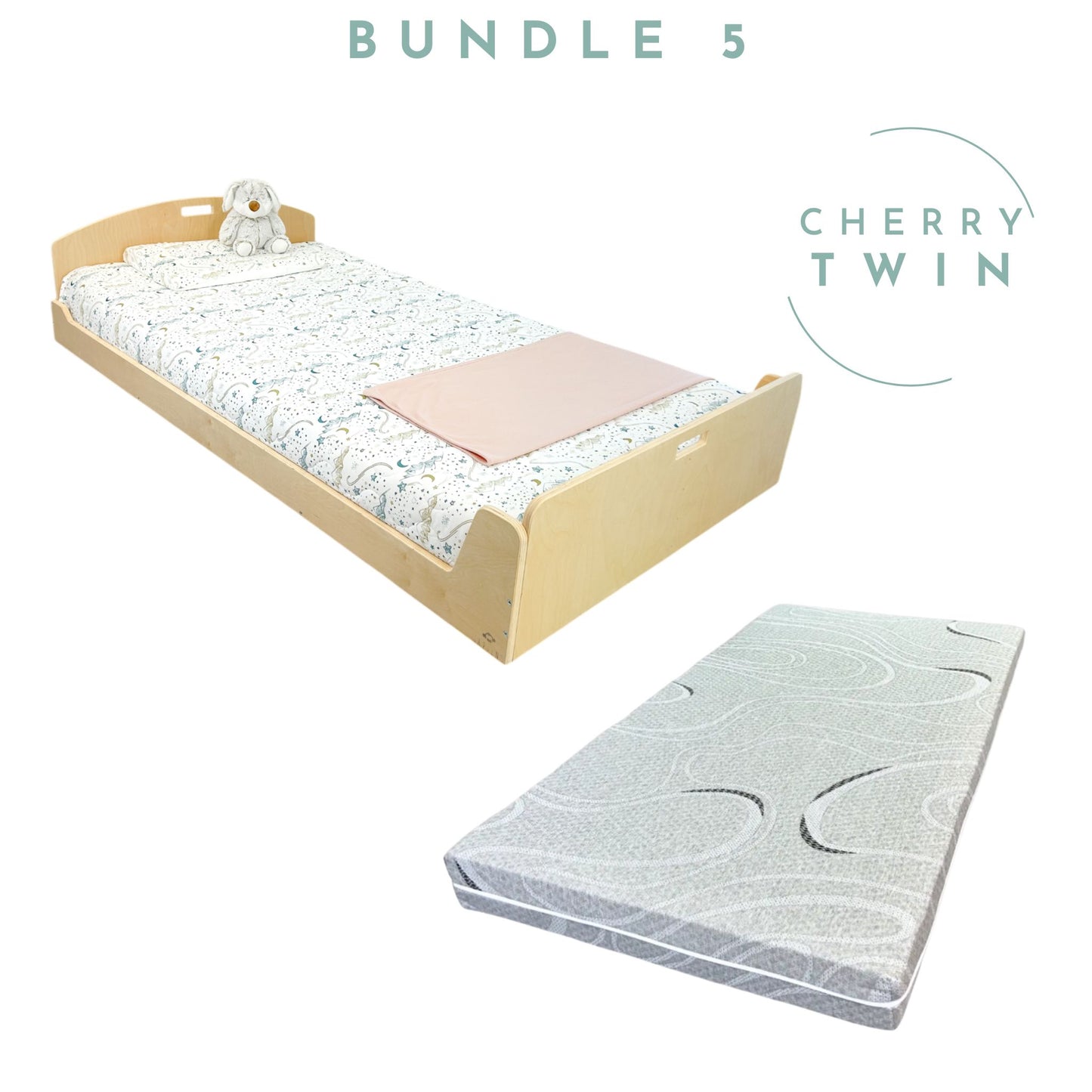 BUNDLE 5 - Cherry Twin Floor Bed & Mattress