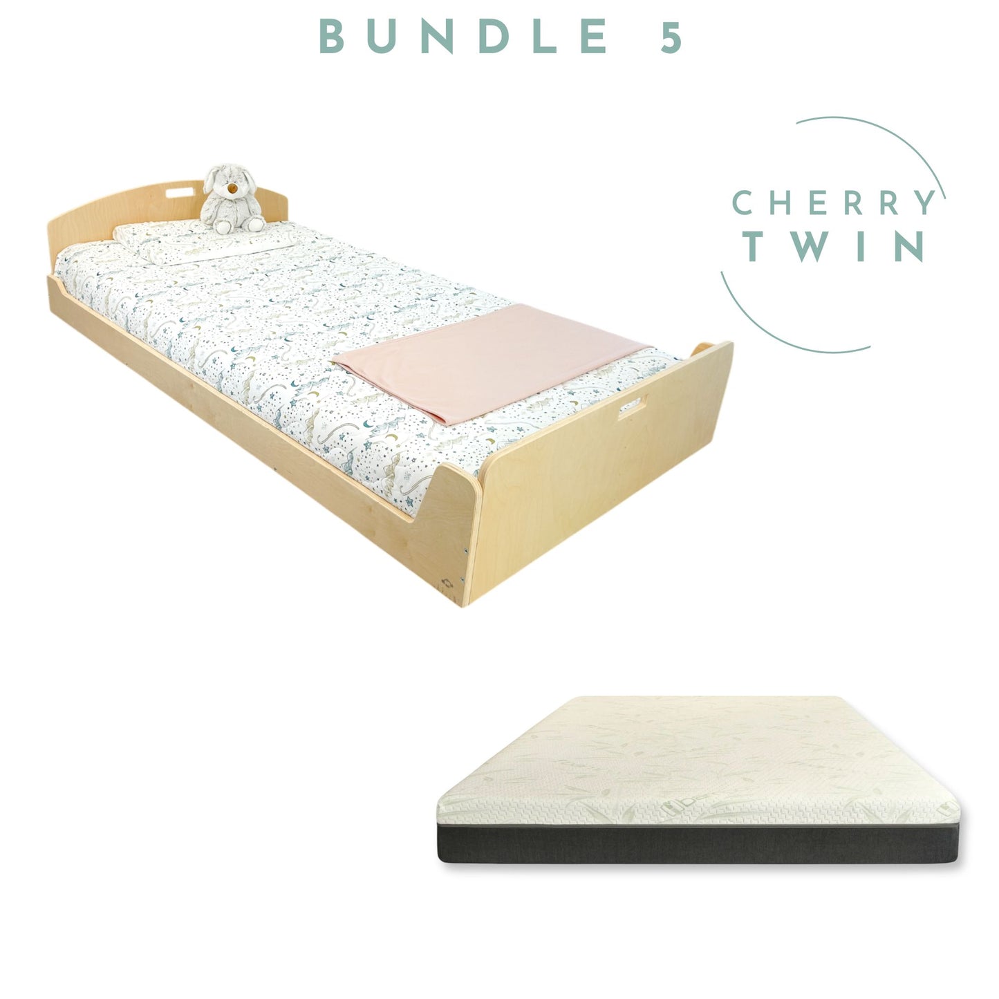 BUNDLE 5 - Cherry Twin Floor Bed & Mattress