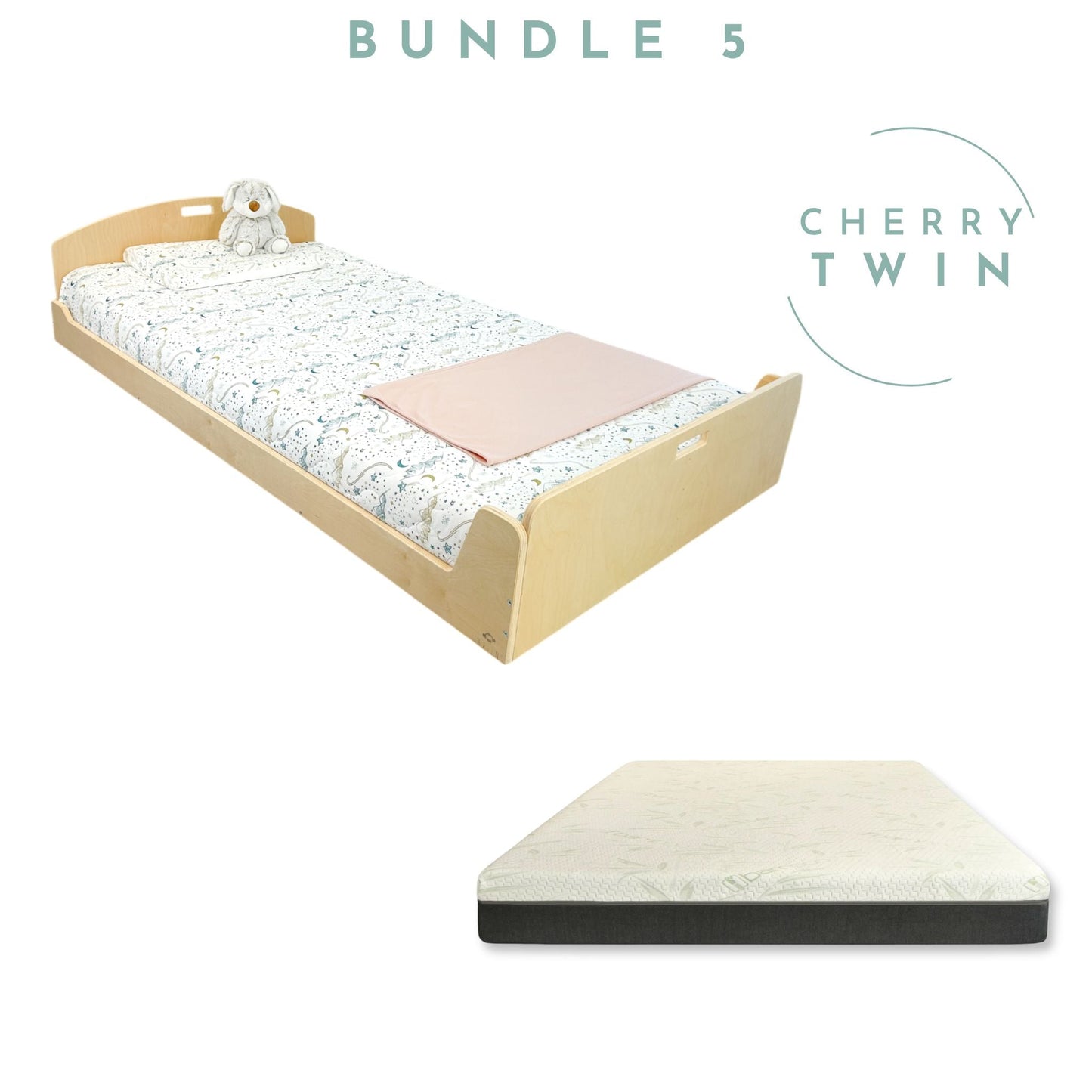 BUNDLE 9 - Cherry Full Floor Bed & Mattress Sapiens Child