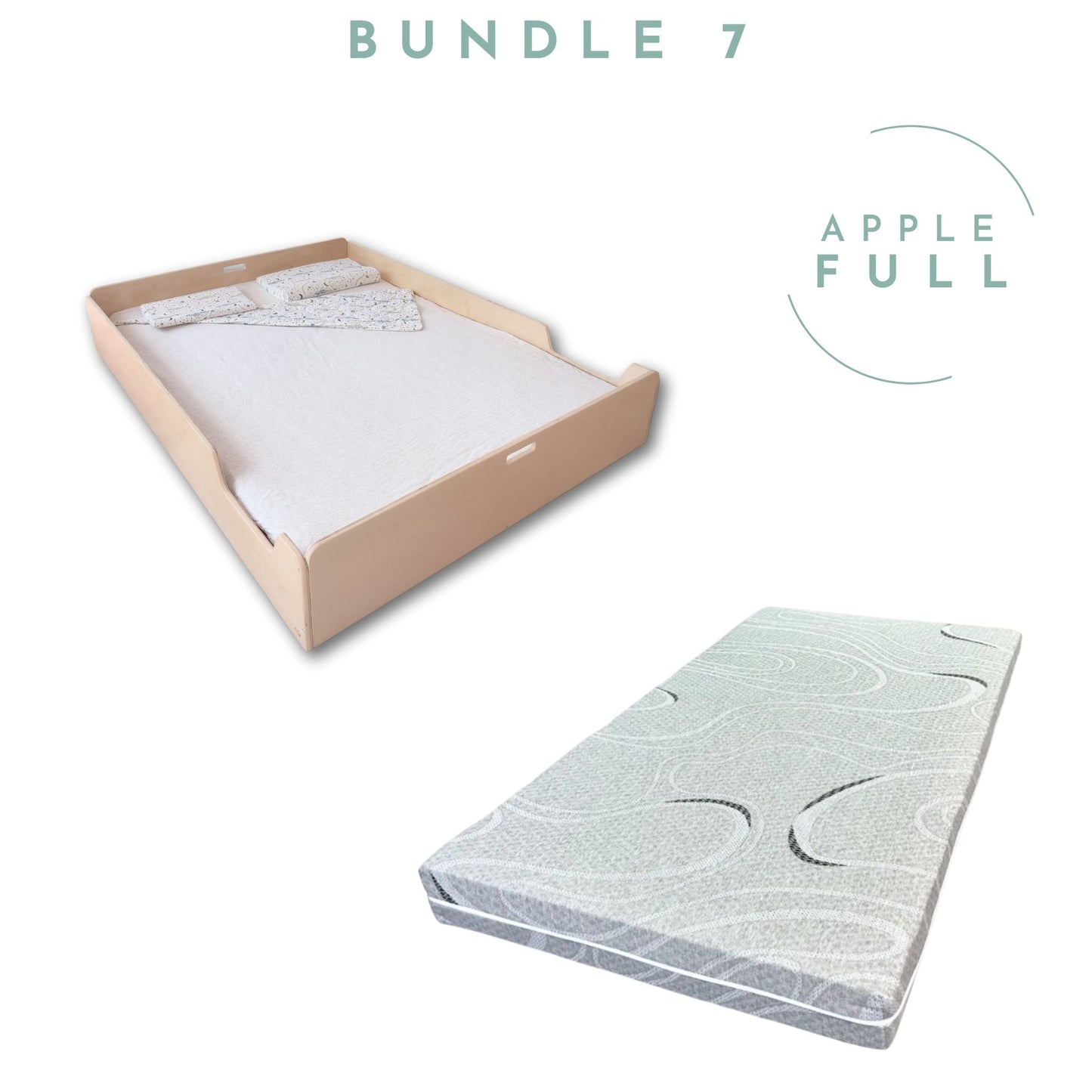 BUNDLE 8 - Apple Full Floor Bed with Shelves & Mattress Sapiens Child