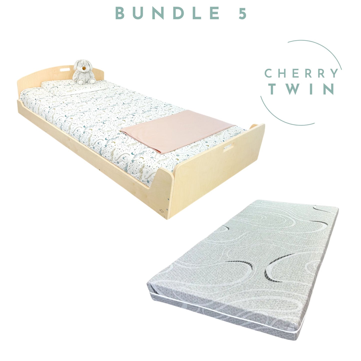BUNDLE 5 - Cherry Twin Floor Bed & Mattress