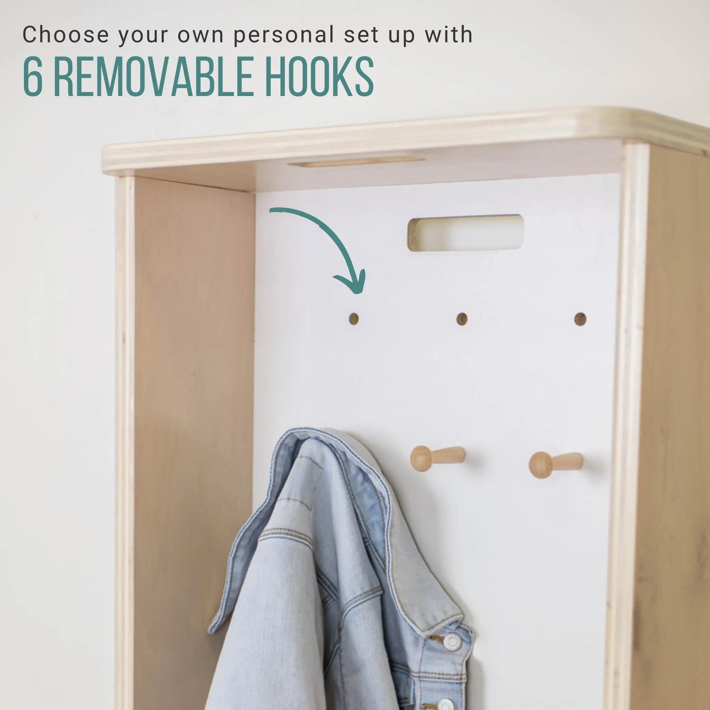 Wooden Montessori Coat Rack and Cubby for Toddlers