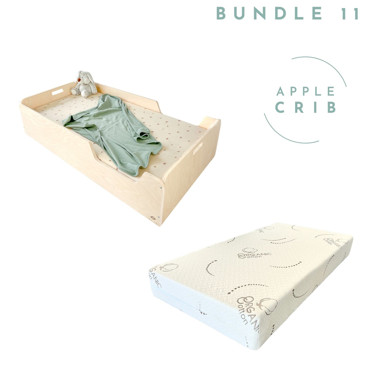 Bundle 11 - Apple Crib with Shelves & Crib Mattress