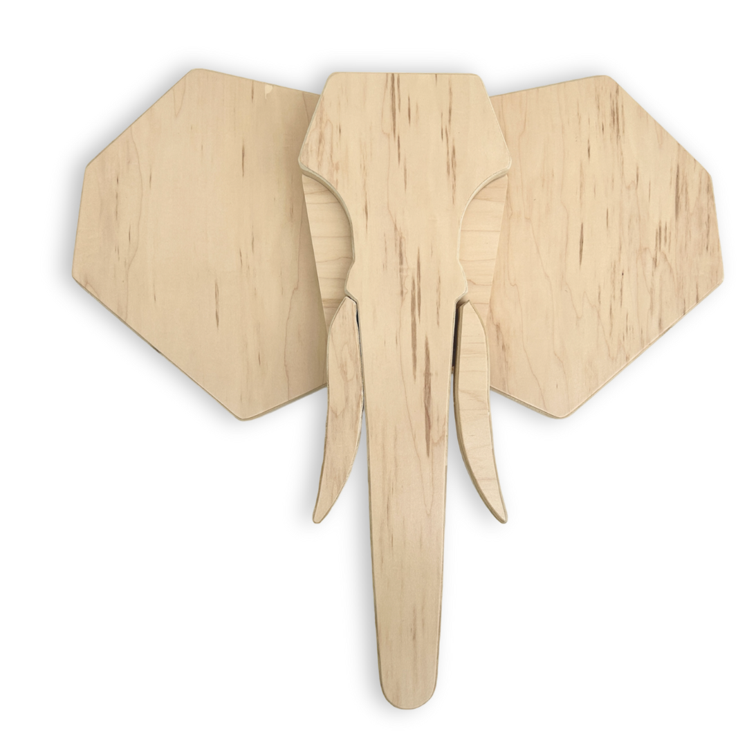 Wooden -Elephant- Head- Animal- Wall- Deco- kids - room - nursery - decoration - toddler - design 