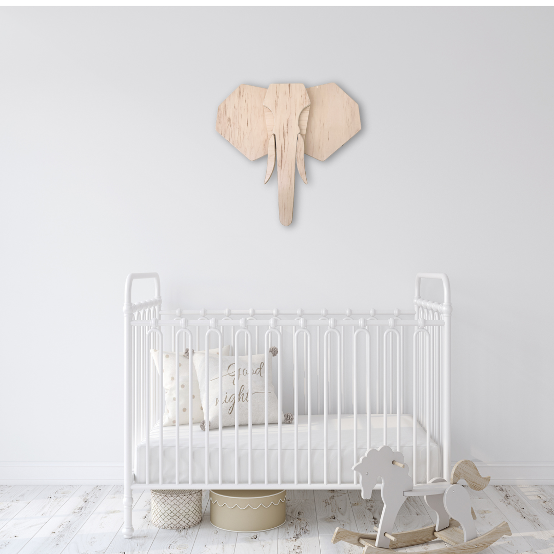 Wooden -Elephant- Head- Animal- Wall- Deco- kids - room - nursery - decoration - toddler - design