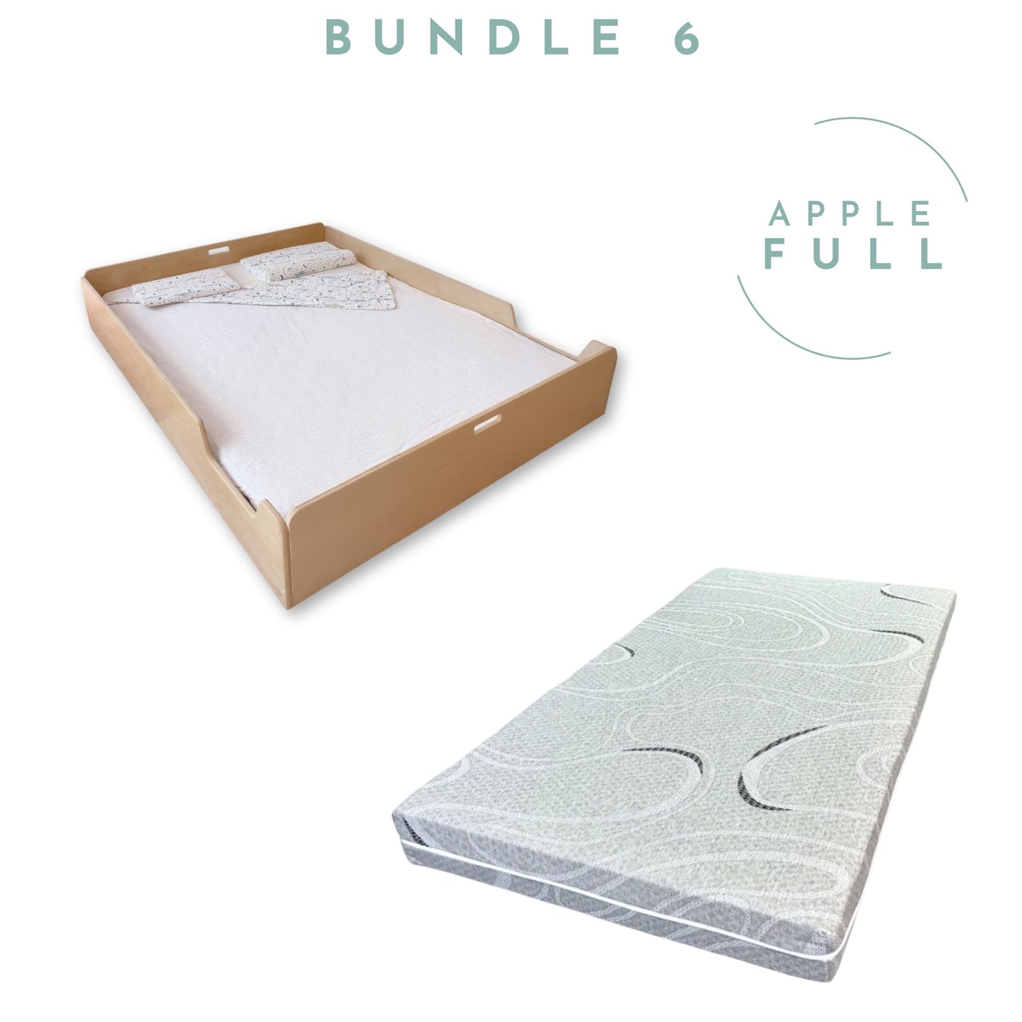 BUNDLE 6 - Apple Full Floor Bed with Shelves & Mattress