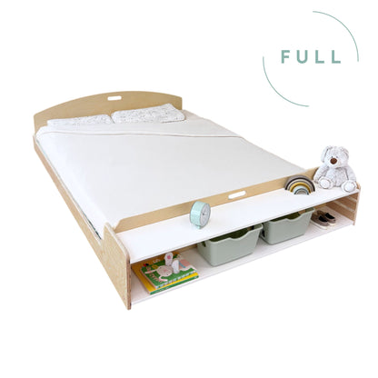 CHERRY FULL - Montessori Floor Bed with Shelves