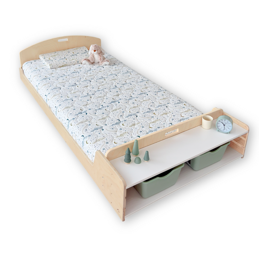 CHERRY - Montessori Floor Bed with Shelves