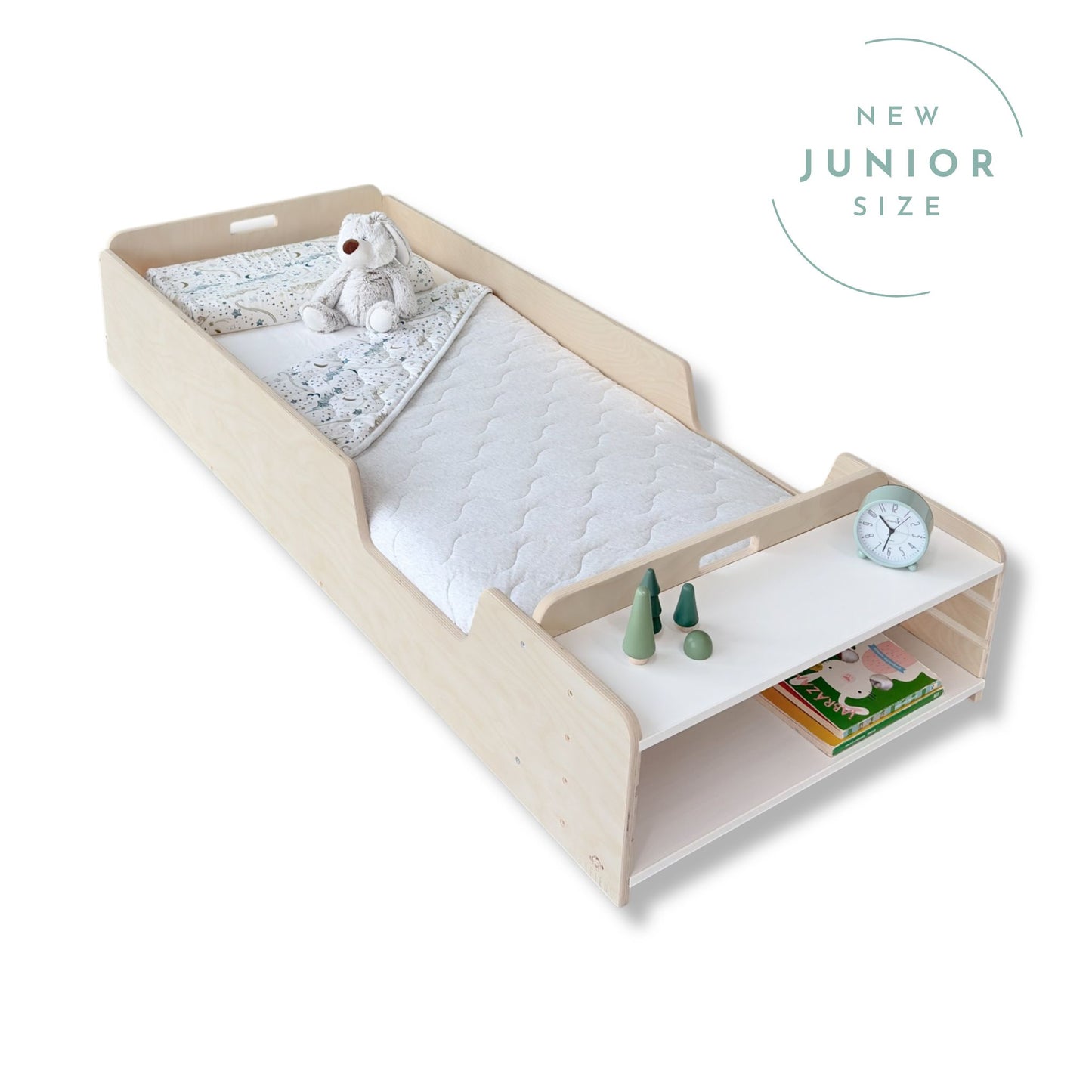 APPLE - Lit Montessori au sol avec barrières et étagères
