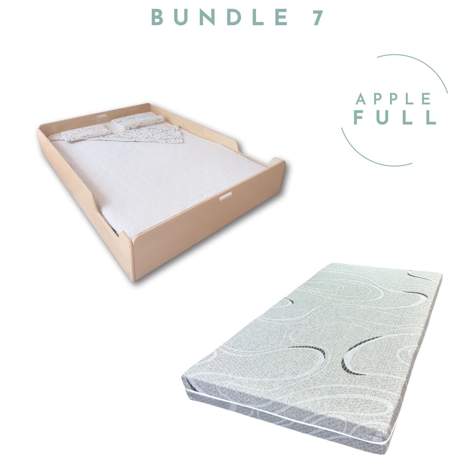 BUNDLE 8 - Apple Full Floor Bed with Shelves & Mattress Sapiens Child