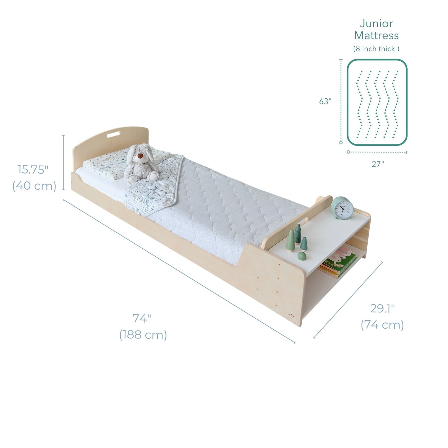 CHERRY JUNIOR - Montessori Floor Bed with Shelves Sapiens Child