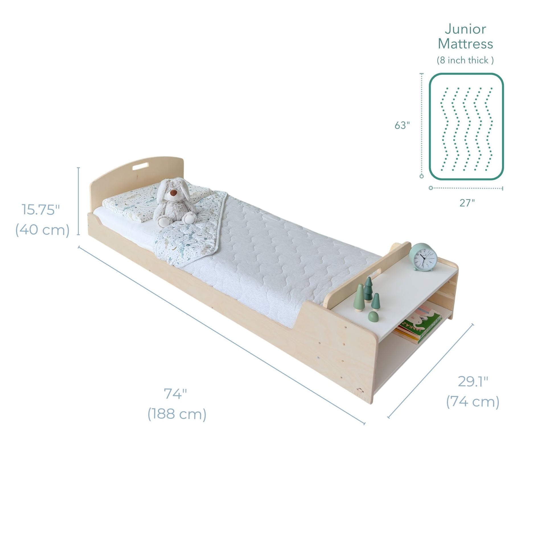 CHERRY JUNIOR - Montessori Floor Bed with Shelves Sapiens Child