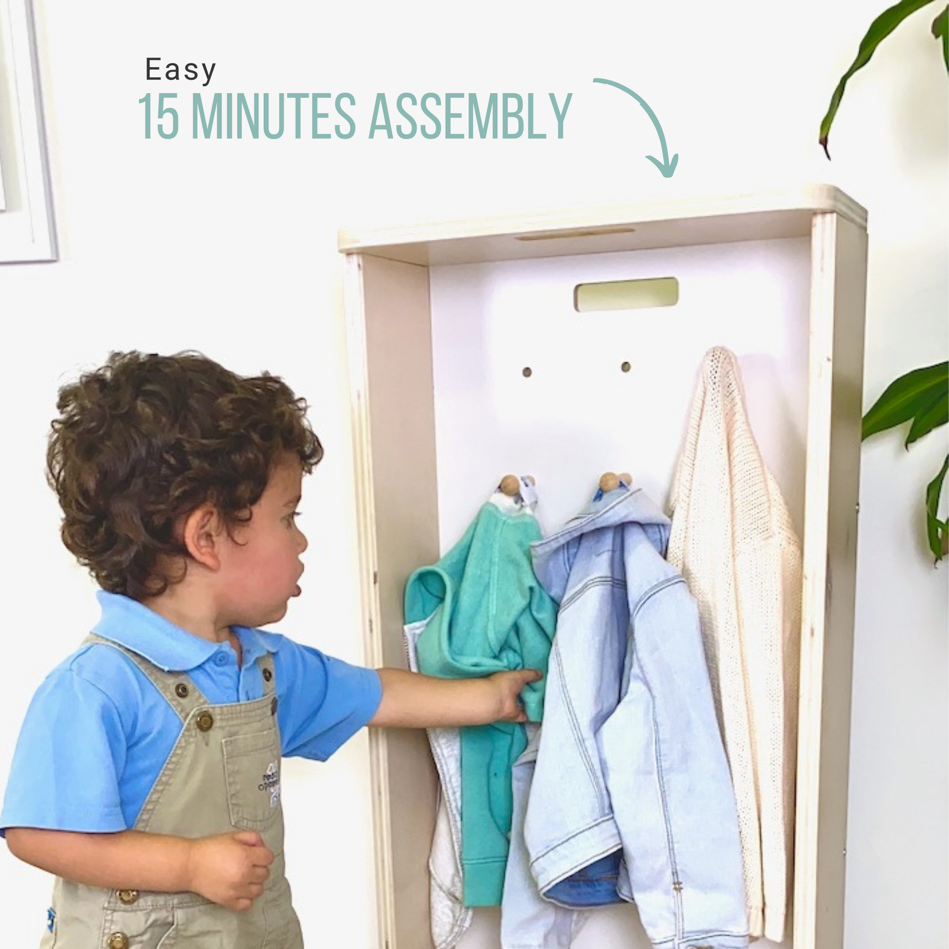Wooden Montessori Coat Rack and Cubby for Toddlers