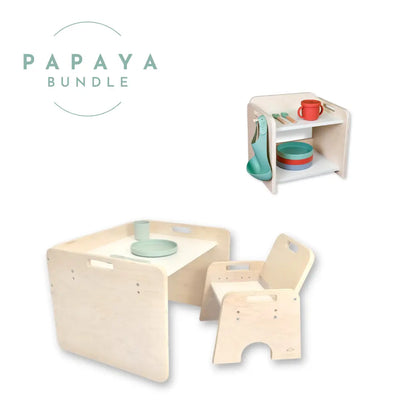 PAPAYA Bundle - Table, Chair and Shelf for Toddlers
