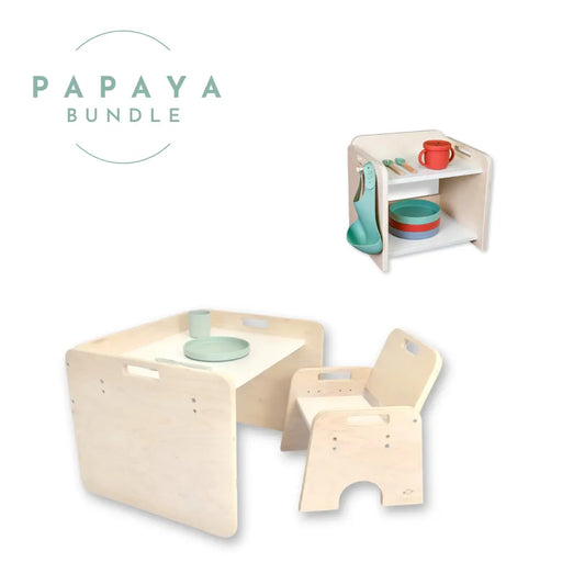 PAPAYA Bundle - Table, Chair and Shelf for Toddlers Sapiens Child