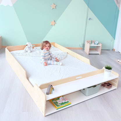 APPLE FULL - Montessori Floor Bed with Shelves