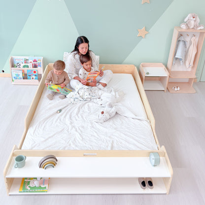 APPLE FULL - Montessori Floor Bed with Shelves