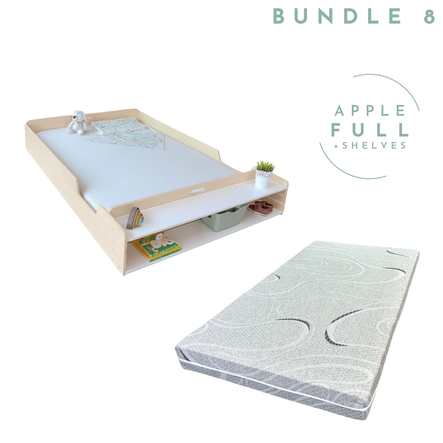 Bundle 8 - Apple Full with Shelves & 6" Full Mattress