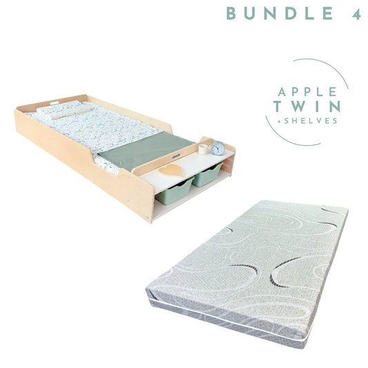 Bundle 4 - Apple Twin with Shelves & 6" Twin Mattress