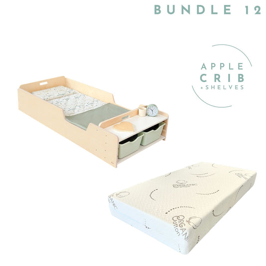 Bundle 12 - Apple Crib with Shelves & Crib Mattress
