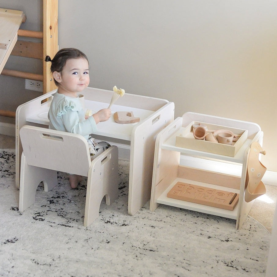 PAPAYA Bundle - Table, Chair and Shelf for Toddlers